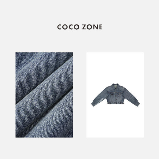 COCO ZONE100棉短款前口袋牛仔外套高级感复古上衣24C10281 商品图2
