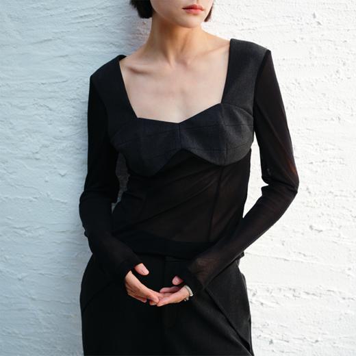 LIYIHAN网纱拼接上衣 Y241S01182 商品图0