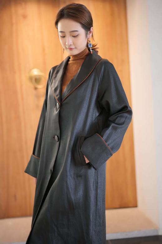 漫物记重磅香云纱滚边翻领大衣XYS-113 商品图2