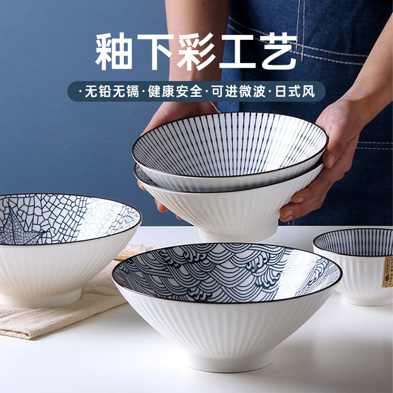 日式釉下彩斗笠面碗（2只装）-售后专用