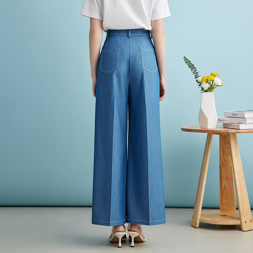 EITIE爱特爱夏季新款利落通勤高腰显瘦直筒垂坠阔腿裤长裤B2405310 商品图4