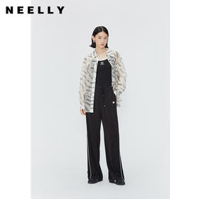 NEELLY纳俪商场同款夏季莱赛尔印花衬衫外套女落肩袖微透外搭上衣 N24041B01010