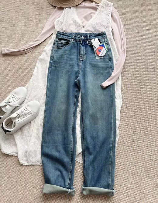 老米优品🎈实物炒鸡赞！！神仙裤型！！《复古做旧调 莱赛尔天丝果冻牛仔裤》窄版直筒微拖地，显瘦！软糯到哭！！K240327A 商品图8
