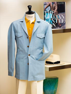 Avino 浅蓝棉麻Safari Jacket