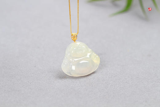天然黄翡【笑佛】吊坠 镶嵌：18k金镶 商品图2