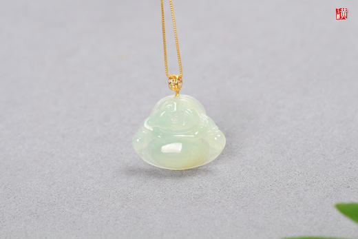 天然翡翠【笑佛】吊坠   镶嵌：18k金 商品图2