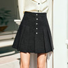 OLrain欧芮儿法式黑色半身裙女春季2024新款高腰减龄压褶A字短裙 商品缩略图3