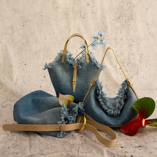 【林允同款】APEDE MOD 小号丹宁牛仔托特包花园包菜篮子包 商品图5