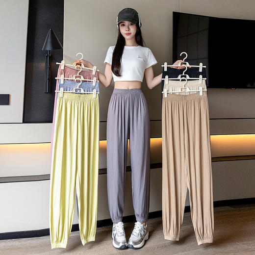 【束脚版型，显瘦又舒适！】冰丝灯笼裤女裤宽松直筒高腰显瘦，休闲夏季薄款萝卜束脚防蚊运动裤-lm！ 商品图3