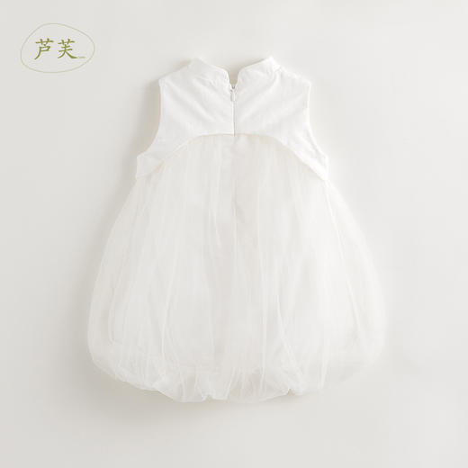 【马克珍妮 芦芙】女童新中式旗袍领网纱花苞连衣裙夏装新款240859 商品图3