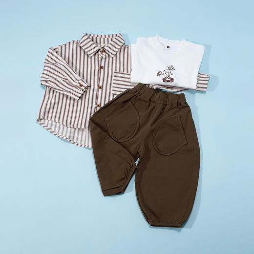 贝贝怡童装男童套装三件套春秋季T恤男宝宝休闲长裤儿童衬衫春装ZB1DT025 商品图7