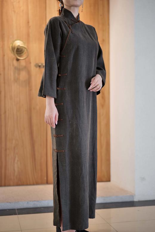 漫物记香云纱柞蚕丝喇叭袖连肩旗袍XYS-W030 商品图4