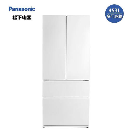 松下（Panasonic）NR-W472系列 58cm超薄嵌入冰箱 变频风冷 纳诺怡X净味除菌 超声波加湿 双循环零嵌入 钢化玻璃面板 NR-W472TX-W 晶钻白 四门玻璃 无制冰 商品图0