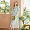 两三事停在云边2024夏季新款小清新花边翻领荷叶边连衣裙长裙 商品缩略图0