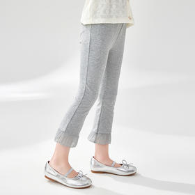 笛莎Deesha 女童裤子2024新款花边喇叭打底裤