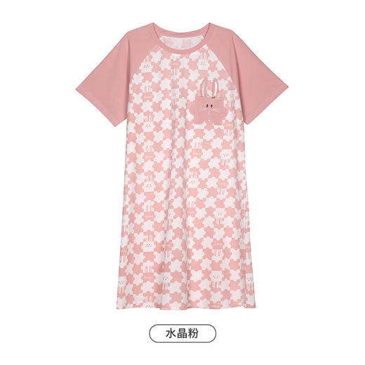 都市丽人生活家居春夏睡衣女32支纯棉单面家居服薄款短袖裙女士棉质睡裙LH46E4 商品图7