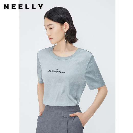 NEELLY纳俪商场同款时尚字母印花T恤女夏季垂感百搭显瘦休闲短袖 N24042R01044 商品图2