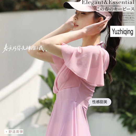 【新款甜美纯色V领女神泳衣】阳光！假日！浪漫夏季！性感尽显纯欲温泉风情。防走光遮肚显瘦，大码也能时尚连体美。 商品图1