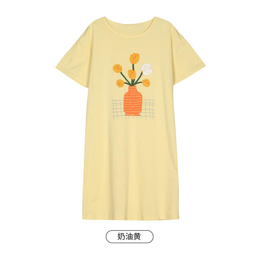 都市丽人生活家居春夏睡衣女32支CVC单面家居服薄款短袖裙女士棉质睡裙LH46C8 商品图9
