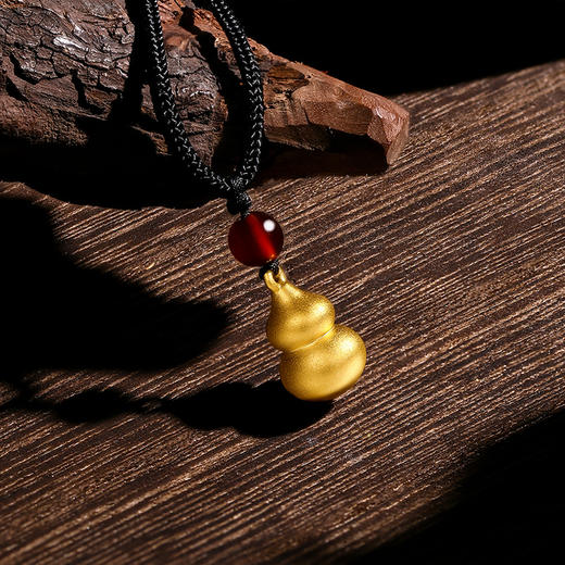 周六福黄金吊坠女定价古法足金葫芦挂件珠宝挂坠项链节日礼物 商品图2