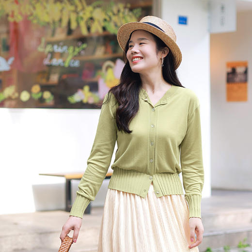 【回馈粉丝】“春日”贝壳扣v领六色长袖针织衫 商品图6