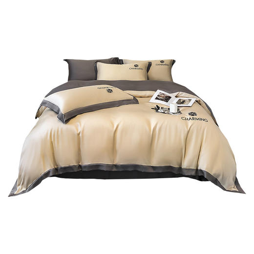 【冰丝床上四件套 水洗真丝被套被罩】轻奢天丝床品 宿舍家居床单三件套 商品图4