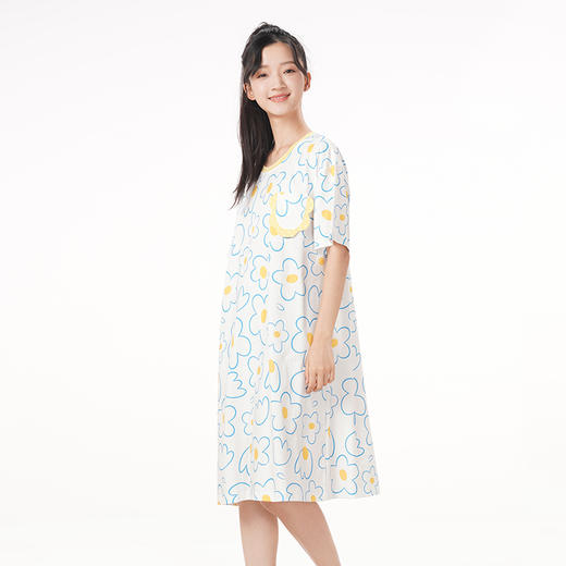 都市丽人生活家居春夏睡衣女32支CVC单面家居服薄款短袖裙女士棉质睡裙LH46E5 商品图1