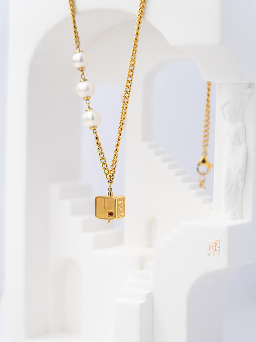 三生无限•红宝石珍珠多用项链+本色圆珍珠项链套组 商品图1