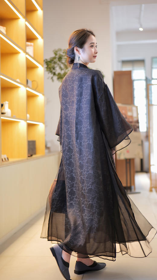 漫物记香云纱双层拼纱长外披XYS-W025 商品图2