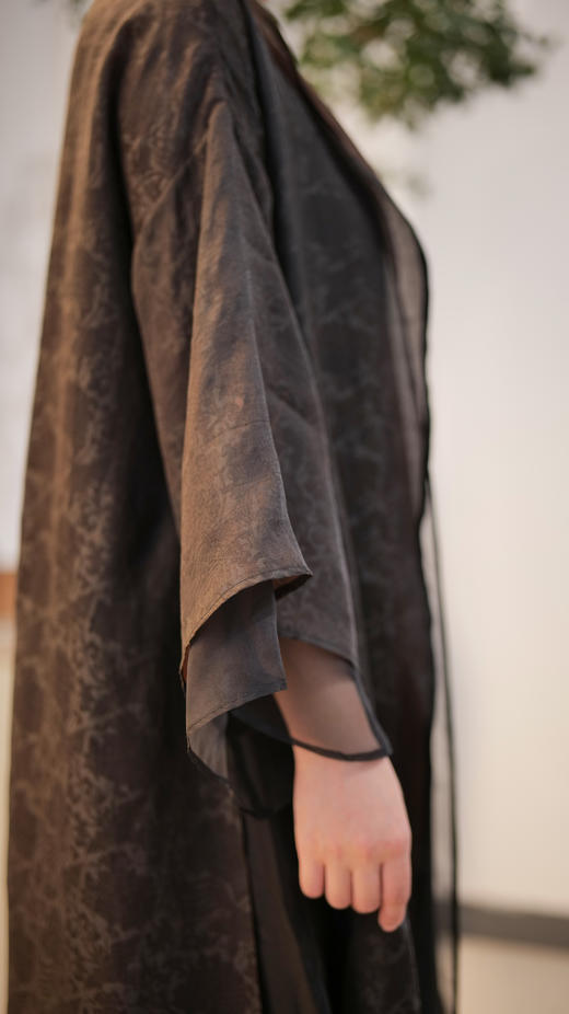 漫物记香云纱双层拼纱长外披XYS-W025 商品图5