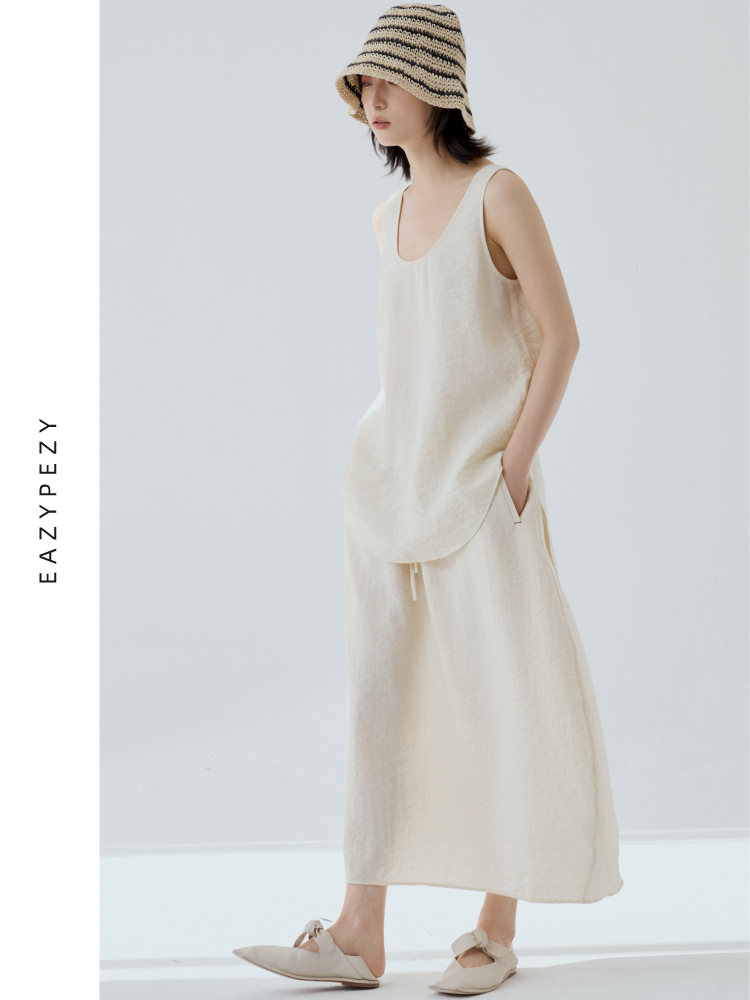 2024SS 缩绉真丝背心半裙套装