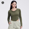 TITIKA弧形下摆长袖T恤女修身短款休闲运动上衣11129 商品缩略图0