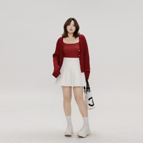 2024【纯欲辣妹】纯色吊带显瘦遮副乳气质针织短款时尚修身