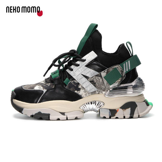 nekomomo2022年秋冬新款商场同款牛皮超轻厚底高帮运动鞋老爹鞋女M21CM36201 商品图0