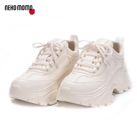 nekomomo2023年春季新款商场同款牛皮超轻厚底增高运动鞋老爹鞋M22CM37351女