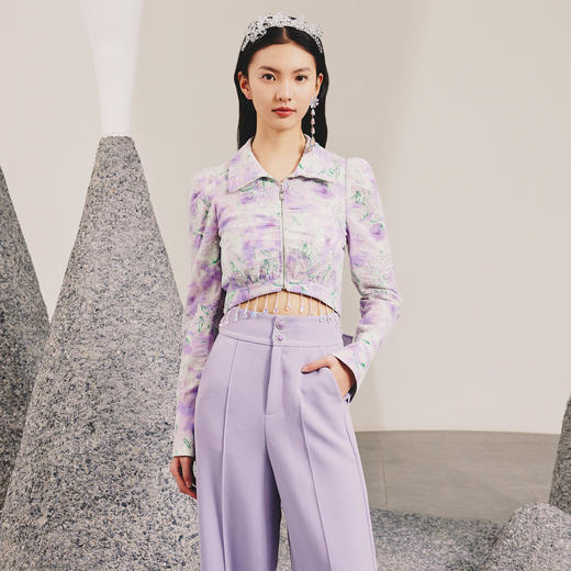 优雅复古感短款夹克翻领短外套女春款MC88TP039F70 商品图0