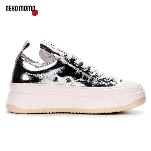 nekomomo2023年春季新款商场同款银色覆膜牛皮高帮运动鞋女板鞋女M22AM19681 商品图2