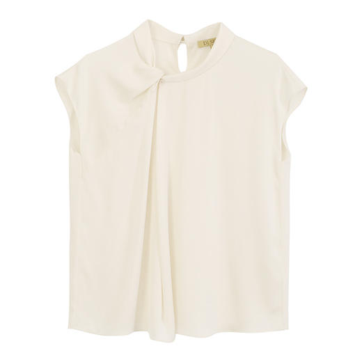 玳莎设计感扭结领真丝小衫女2024夏季新款轻薄透气桑蚕丝小众上衣  EB31103 商品图4