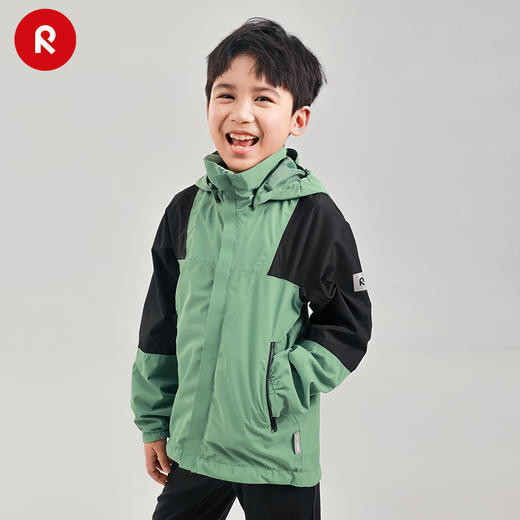 reima男女儿童夹克2024春季新款户外 拒水防风运动连帽外套 商品图2
