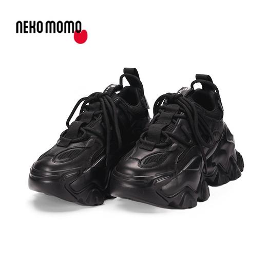 nekomomo2023年春季新款牛皮网面超轻厚软底增高品牌休闲老爹鞋M22AM19631女 商品图2