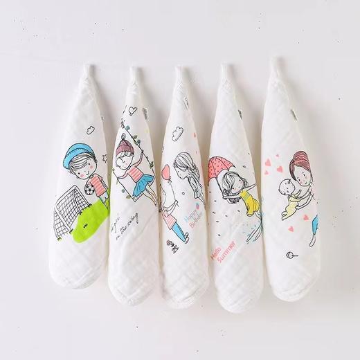 全棉纱布五条装精梳高密口水巾5条装小方巾 商品图4