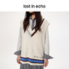 lost in echo秋冬季美拉德复古撞色线条V领宽松针织背心毛衫马甲 商品缩略图4