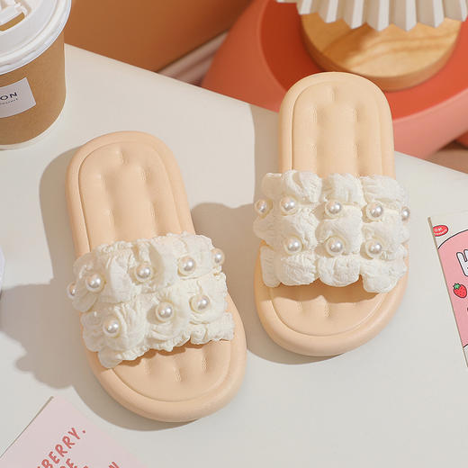 【甜美可爱少女必备！】儿童拖鞋公主风珍珠女童凉拖鞋软底外穿透气中小女孩一字拖鞋 商品图1