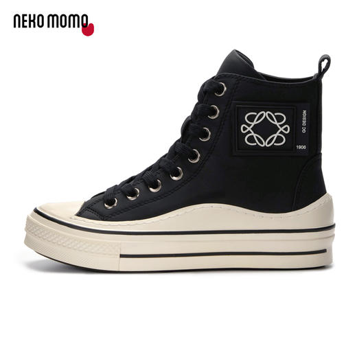 nekomomo2022年秋冬新款商场同款头层牛皮系带平底增高高帮板鞋女 商品图3