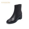 【自营】哈森 春秋季简约风粗跟圆头时装靴时尚短筒靴 HA227106 商品缩略图1