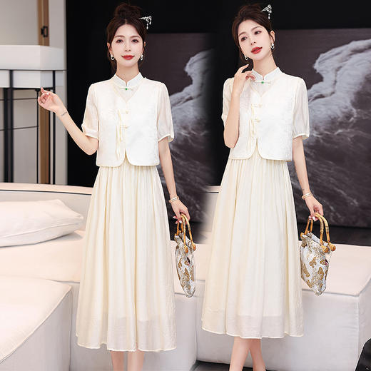 气质减龄，新中式连衣裙高级感马甲两件套HR-YAX2416 商品图6