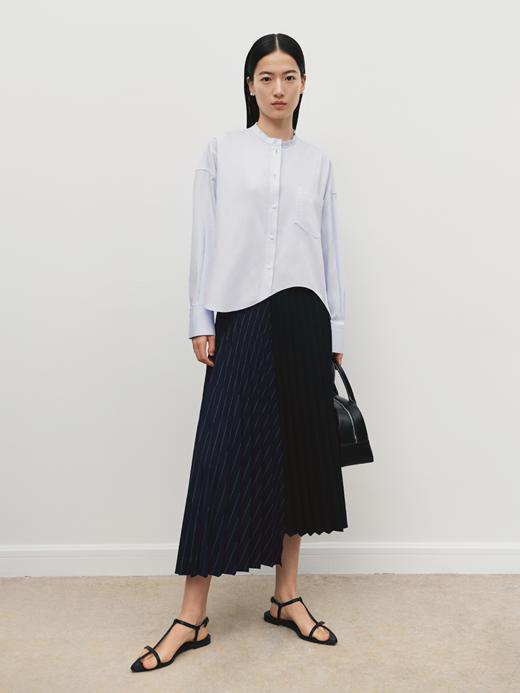 条纹设计感不对称拼接压褶半裙 FB5021244 商品图8