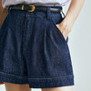 OLrain欧芮儿深蓝色高腰牛仔裤女早春2024年新款宽松显瘦A字短裤 商品缩略图2