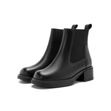 【自营】哈森 专柜同款冬季时尚圆头套脚切尔西靴女靴 HA232511 商品图3