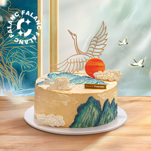 千里江山·鹤寿老人祝寿0卡糖生日蛋糕 | FALANC CAKE 商品图1